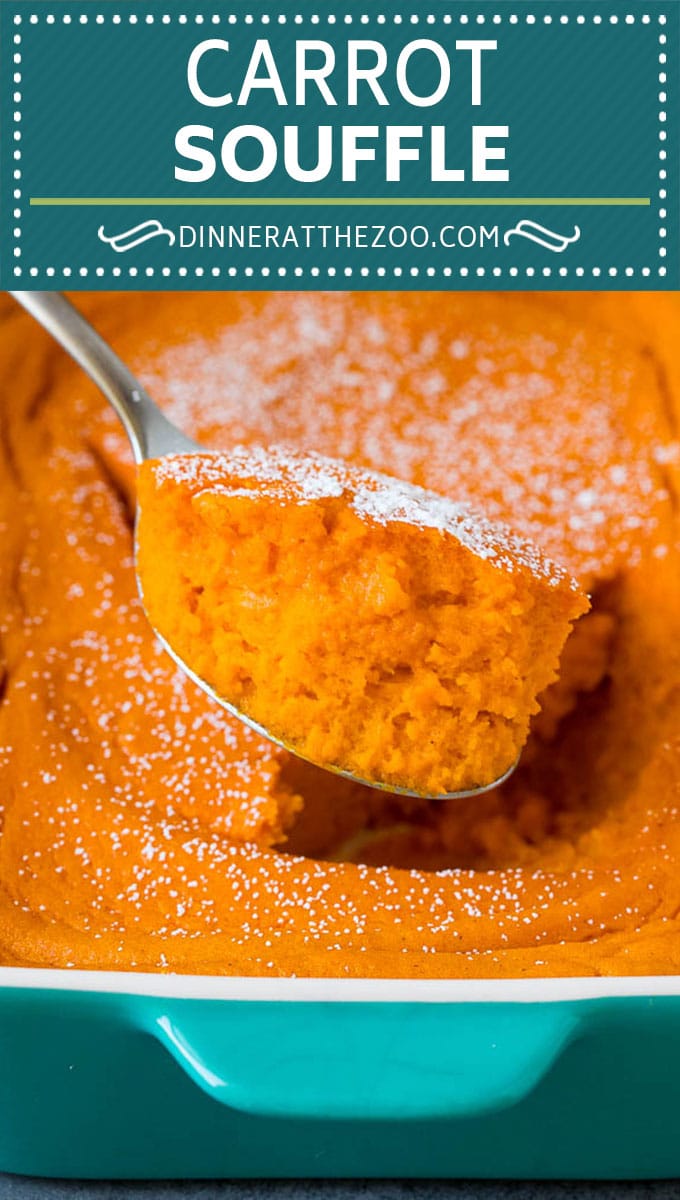 This carrot souffle is made with pureed carrots, sugar, butter and eggs, all cooked together to golden brown perfection.