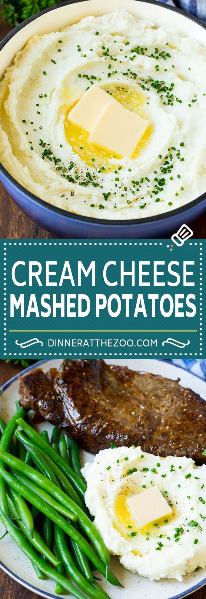 These cream cheese mashed potatoes are boiled potatoes blended with butter, milk, cream cheese and seasonings to make a rich and creamy side dish. 