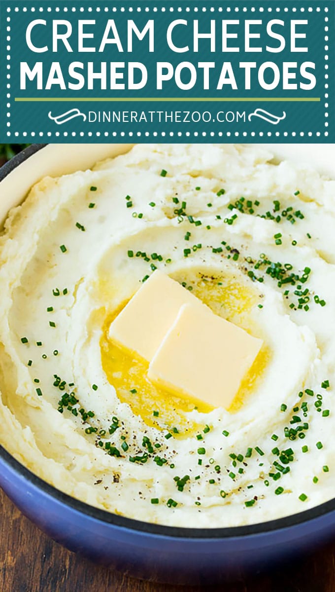 These cream cheese mashed potatoes are boiled potatoes blended with butter, milk, cream cheese and seasonings to make a rich and creamy side dish. 
