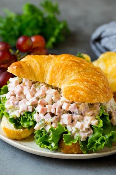 Ham salad served in a croissant.