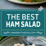 This ham salad is a blend of finely diced ham, mayonnaise, veggies and seasonings, all mixed together to form a savory and creamy salad.