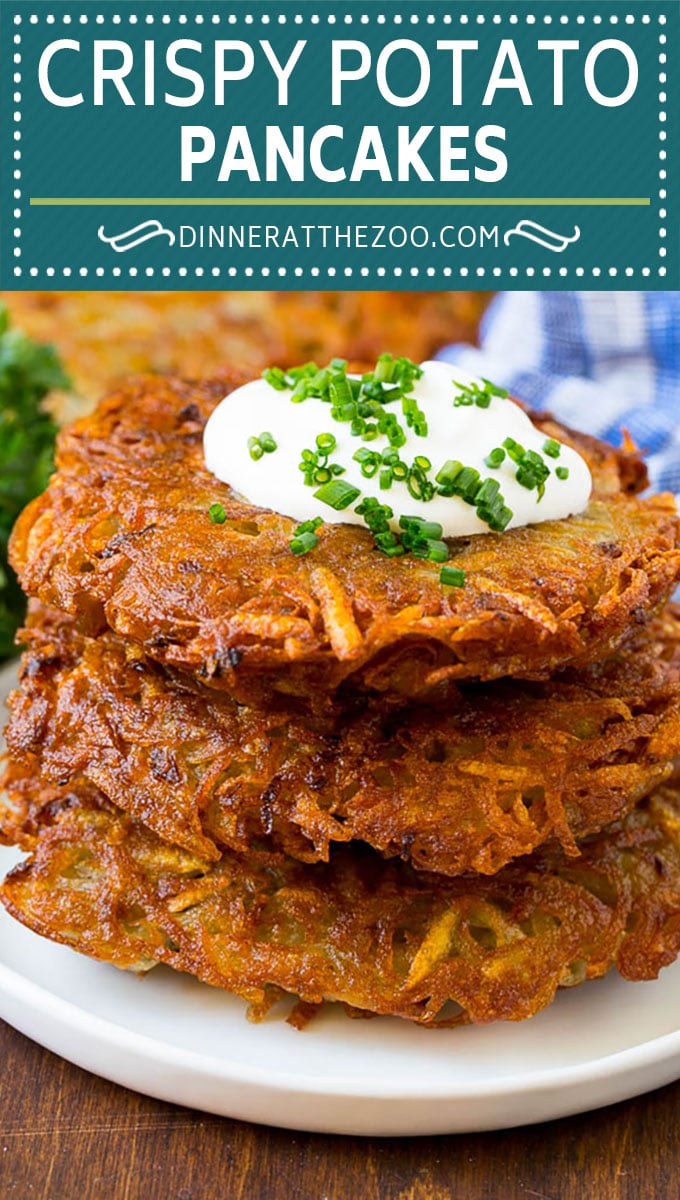 These potato pancakes are shredded potatoes combined with onions and seasoning, then pan fried until golden brown.