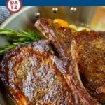 This rib eye steak recipe is tender and juicy beef seared to golden brown perfection, and topped with garlic butter and herbs.