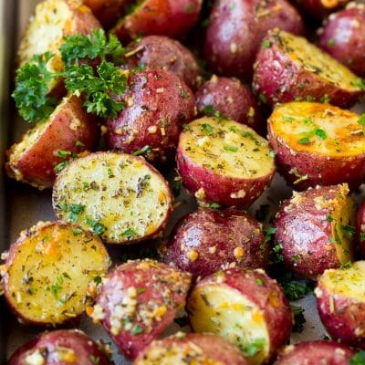 Roasted Red Potatoes with Garlic and Herbs - Brown Eyed Baker