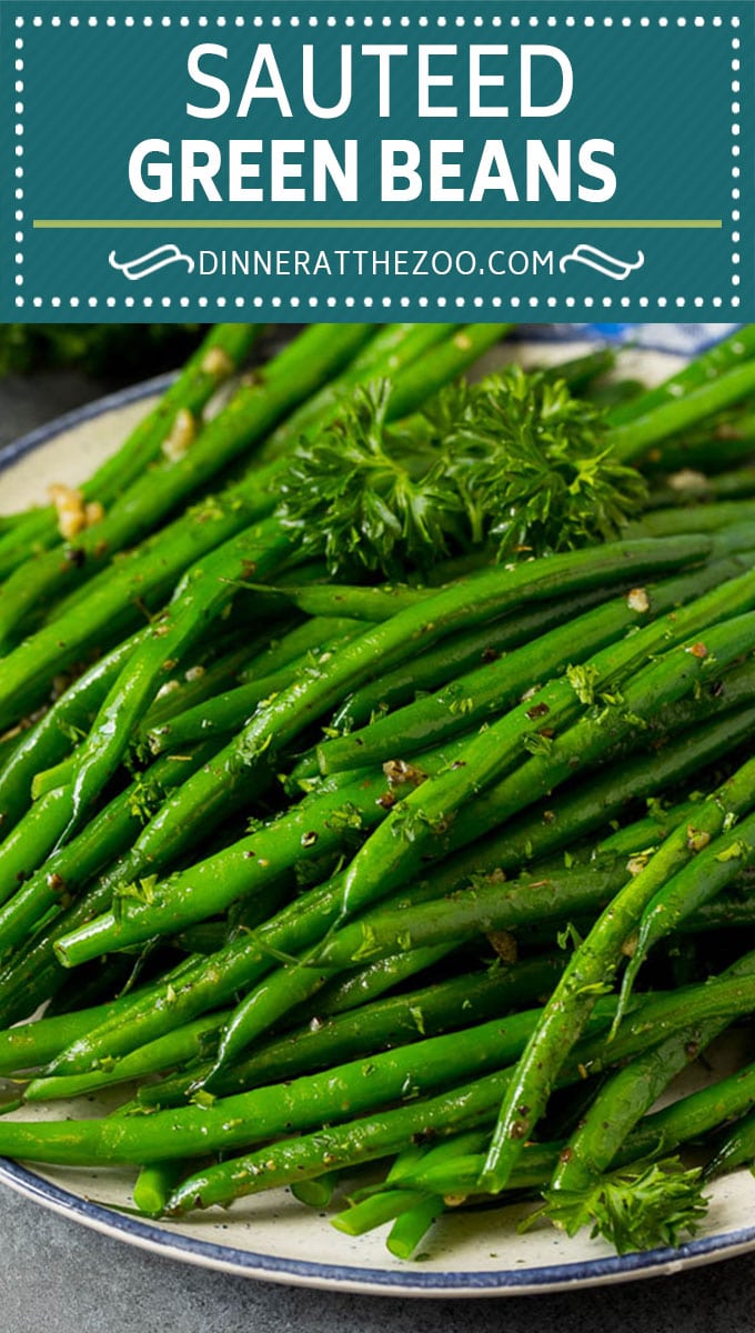 These sauteed green beans are cooked in butter, garlic and an assortment of fresh and dried herbs.