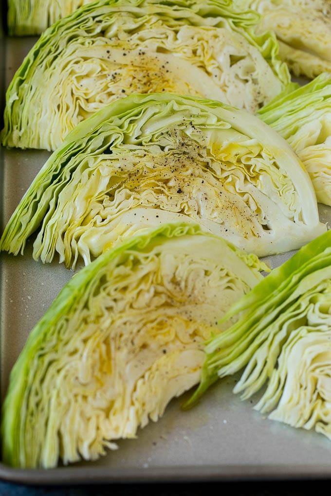 Cabbage seasoned with olive oil and spices.