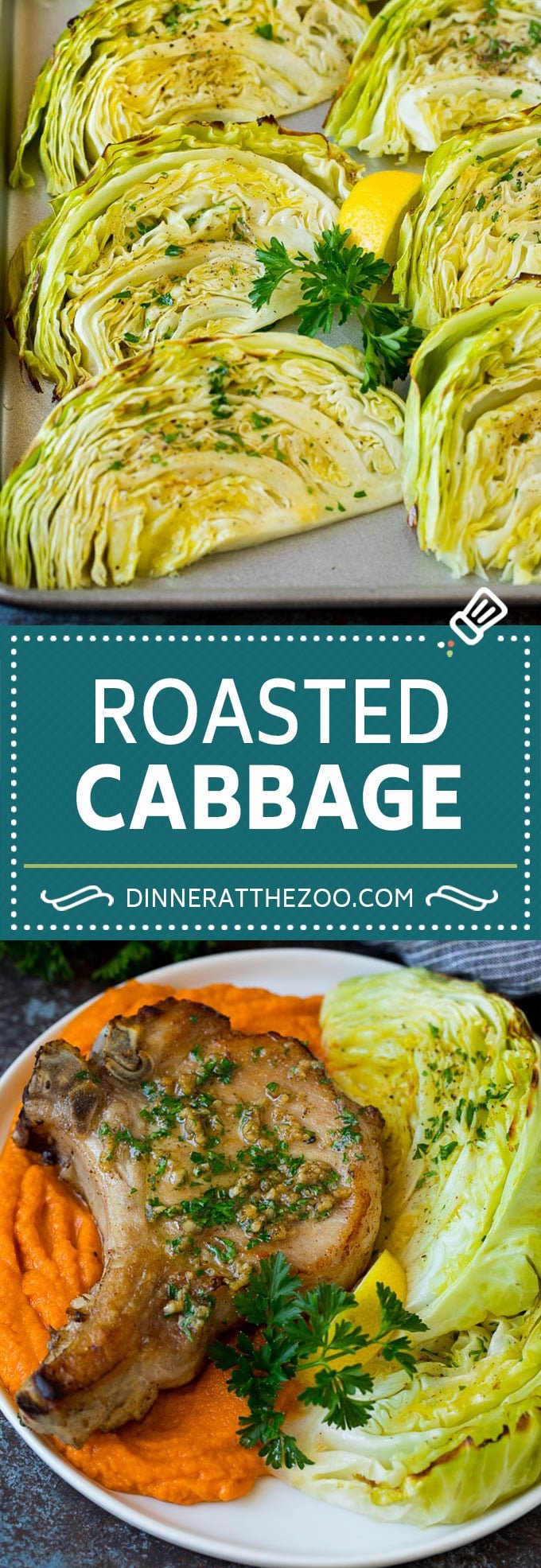 This roasted cabbage recipe is wedges of cabbage seasoned with olive oil and spices, then oven baked until tender and browned.