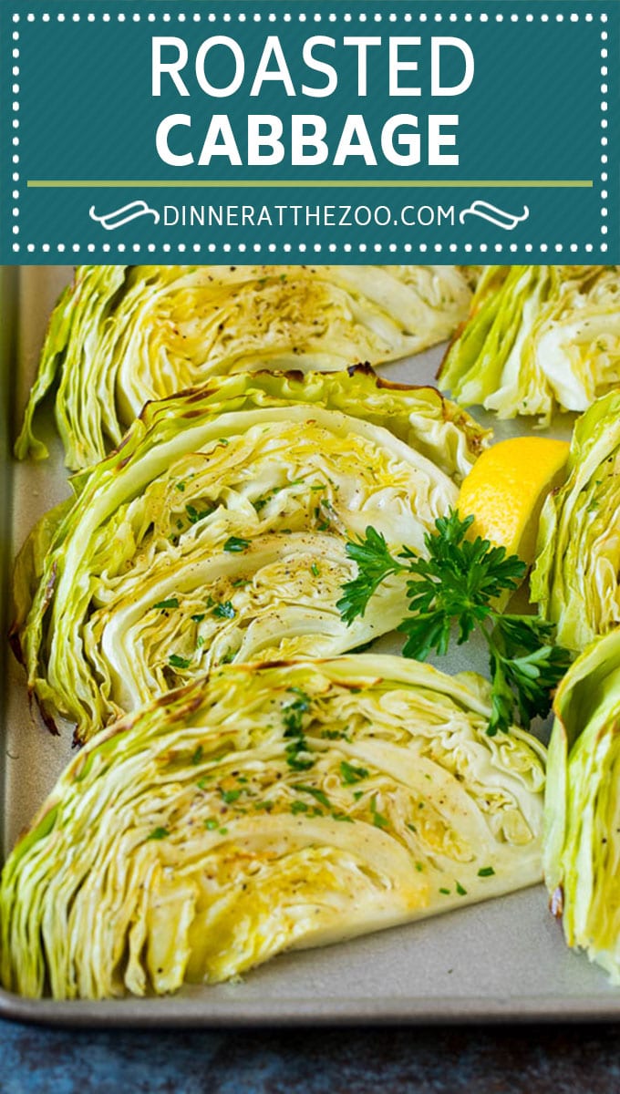 This roasted cabbage recipe is wedges of cabbage seasoned with olive oil and spices, then oven baked until tender and browned.