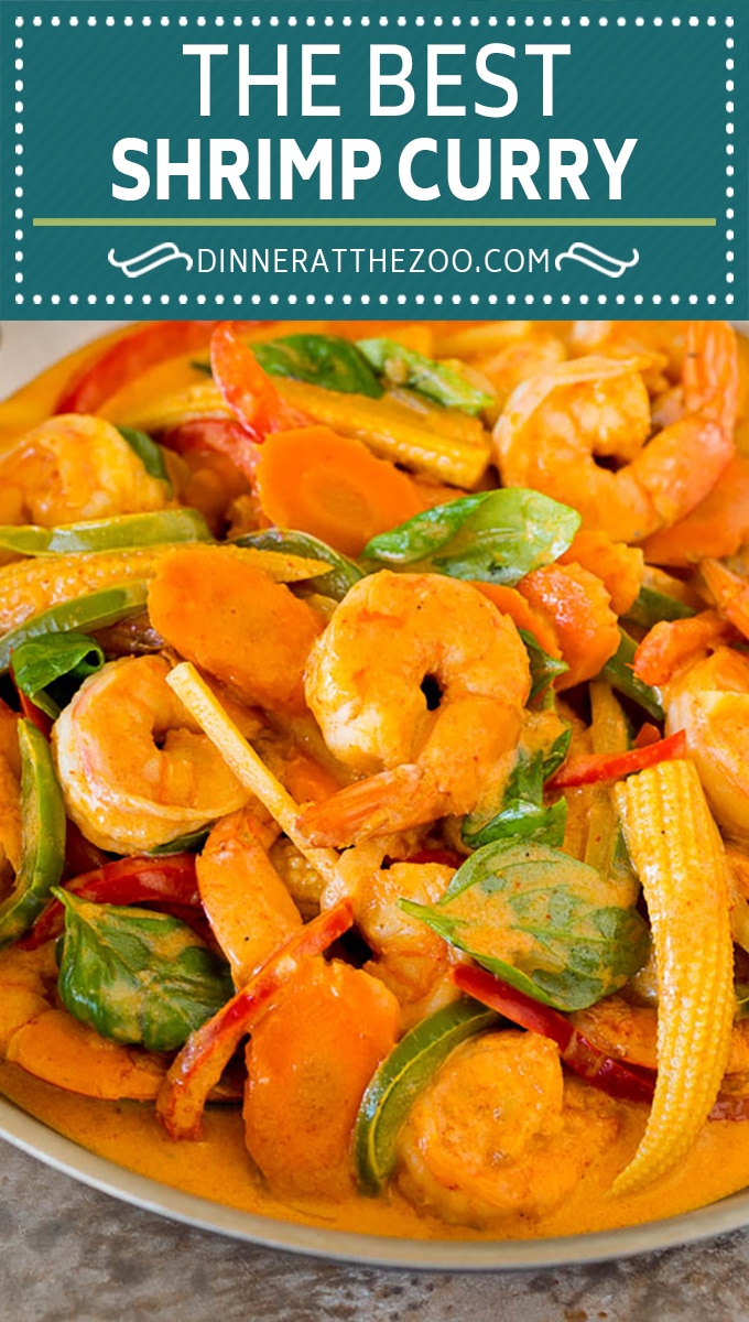 This shrimp curry is plump shrimp and colorful vegetables, all simmered together in a coconut red curry sauce.