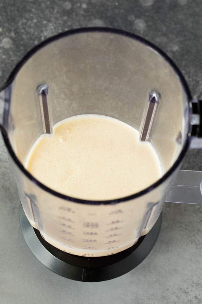 Crepe batter in a blender.