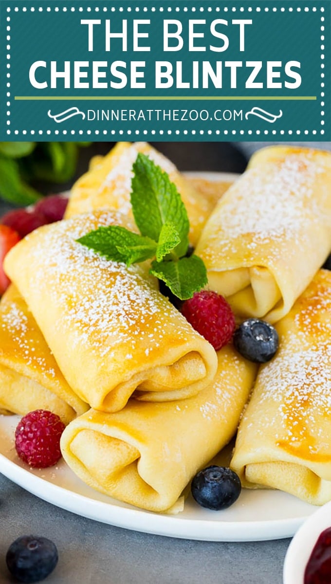 These cheese blintzes are thin pancakes filled with a creamy cheese mixture, then pan fried until golden brown.