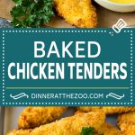These baked chicken tenders are coated in breadcrumbs, spices and parmesan cheese, then oven baked to golden brown and crispy perfection.