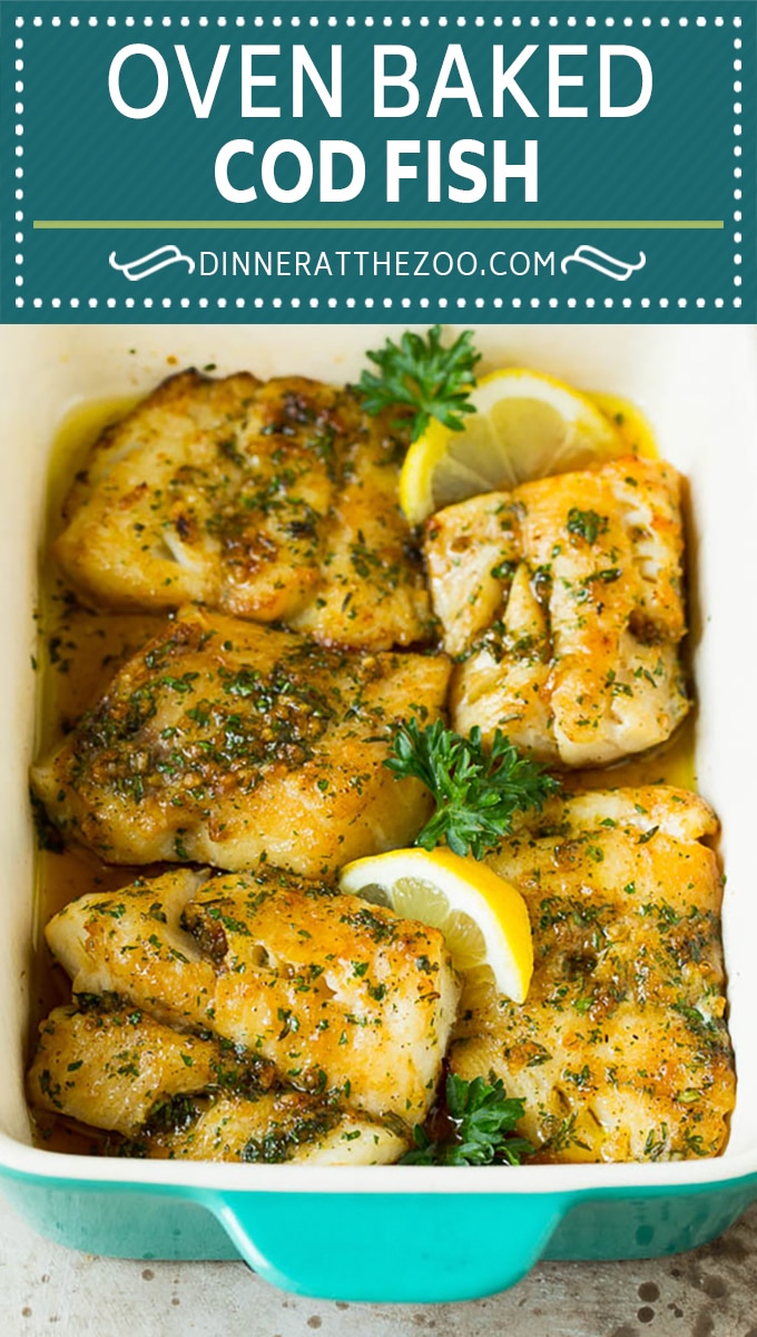 This baked cod is marinated with olive oil, garlic and fresh herbs, then roasted to tender and flaky perfection.