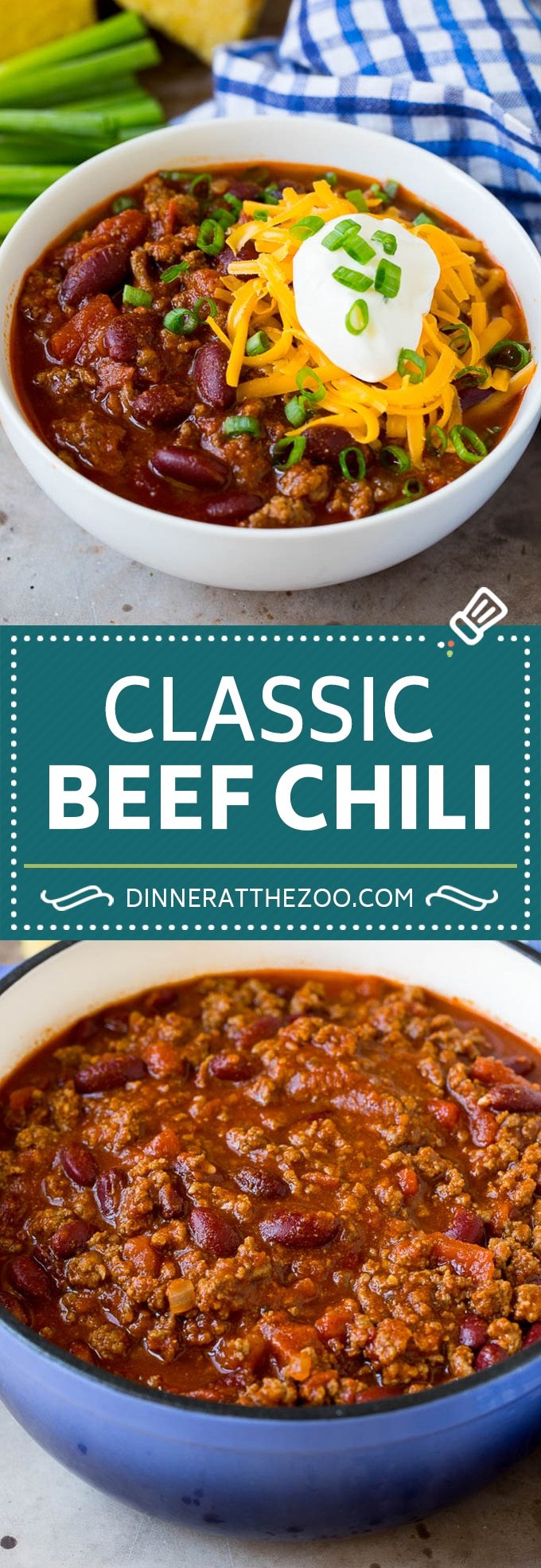 This beef chili is a blend of meat, tomatoes, spices and beans, all simmered together to make a delicious and hearty meal.