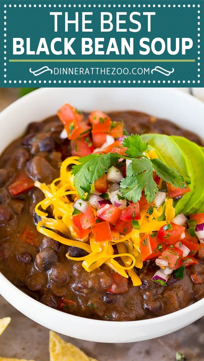 This black bean soup is a zesty blend of beans and vegetables, simmered together to make a thick and hearty meal.