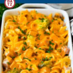 This ham casserole is egg noodles, broccoli and diced ham in a creamy sauce, all topped with cheese and baked to golden brown perfection.