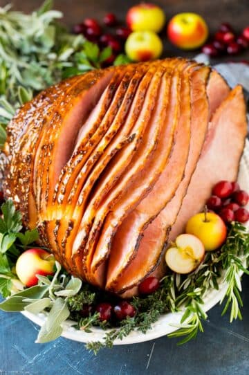 How to cook a ham results of a glazed ham garnished with fruit.