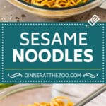These sesame noodles are Asian noodles tossed in a savory peanut and sesame sauce.