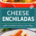 This recipe for cheese enchiladas is rolled flour tortillas filled with cheddar and Monterey Jack cheeses, then topped with red sauce and more cheese and baked to golden brown perfection.
