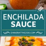 This homemade enchilada sauce is a blend of chili powder, chicken broth, seasonings and tomato, all simmered together to create a rich and hearty sauce.