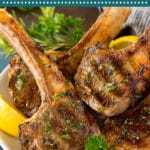 These grilled lamb chops are coated in a savory garlic and herb marinade, then cooked to tender perfection.