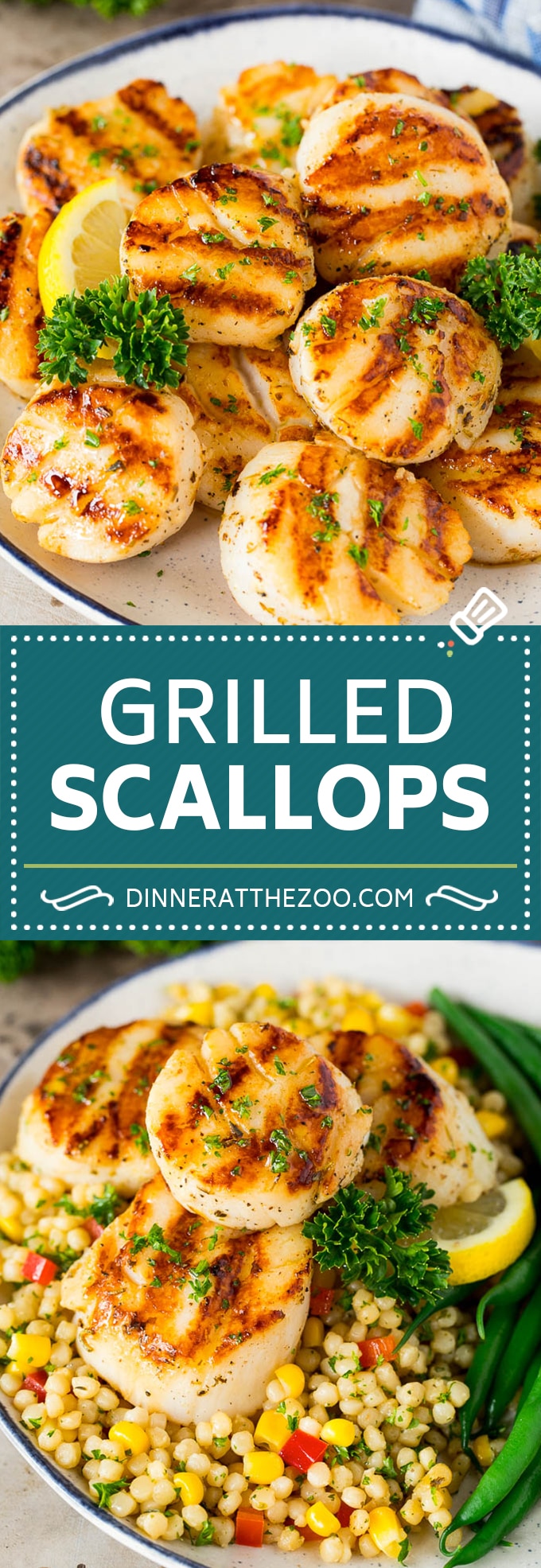 These grilled scallops are marinated in a blend of olive oil, lemon, garlic and herbs, then seared to golden brown perfection on the grill.