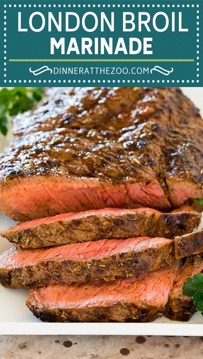 This London broil marinade is made with a savory blend of olive oil, lemon juice, soy sauce and plenty of herbs and spices.