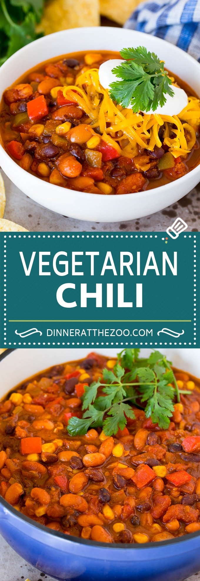 This vegetarian chili is a blend of colorful vegetables, two types of beans and tomatoes.