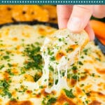 This artichoke dip recipe is a blend of three types of cheese, artichoke hearts, garlic and herbs, all baked together to golden brown perfection.