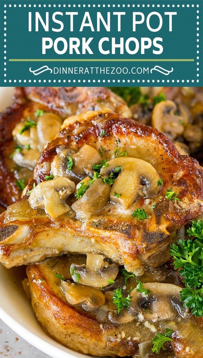 These Instant Pot pork chops are seared to golden brown perfection, then pressure cooked and covered in mushroom gravy.