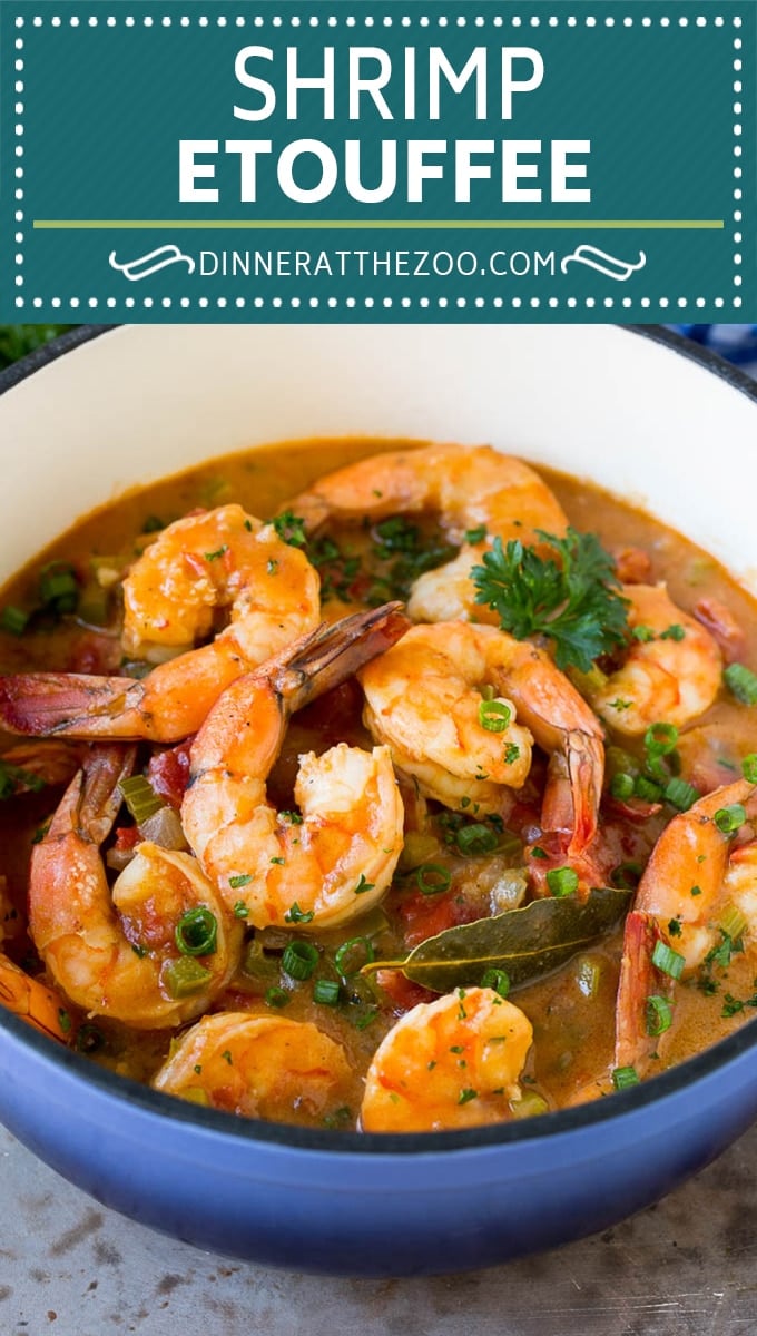 This shrimp etouffee is tender and succulent shrimp stewed with tomatoes, vegetables and seasonings.