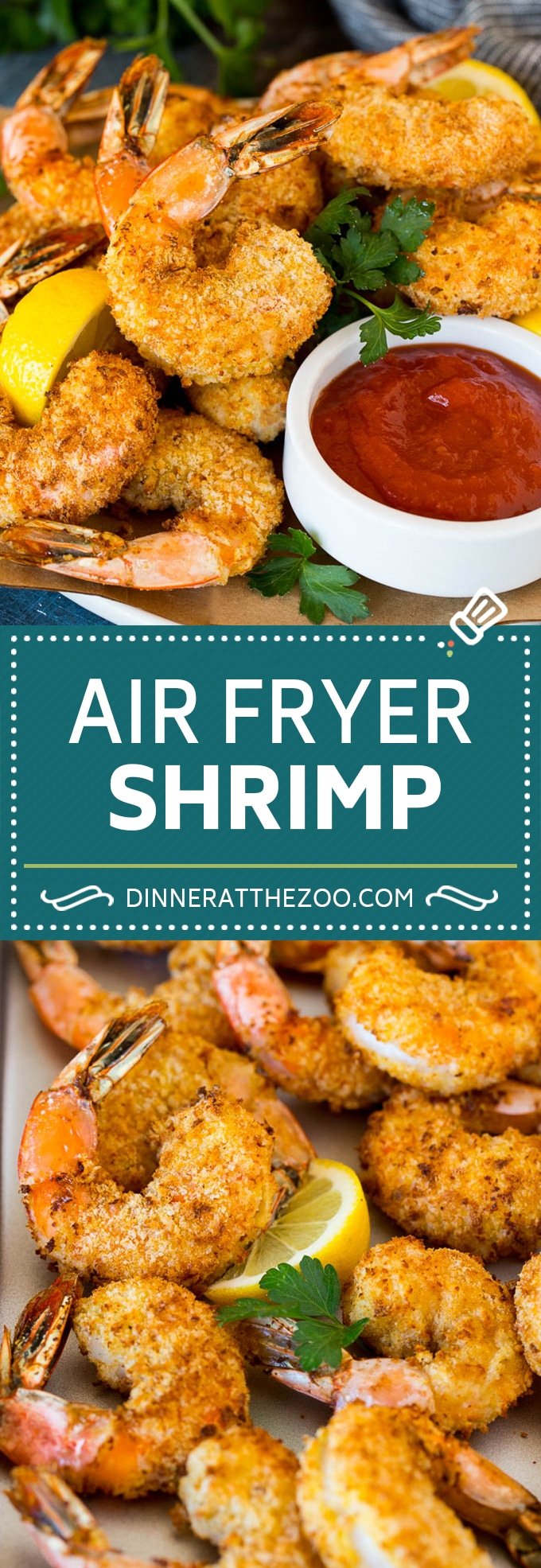 This air fryer shrimp recipe is jumbo shrimp coated in seasonings and two types of breadcrumbs, then air fried to crispy perfection.