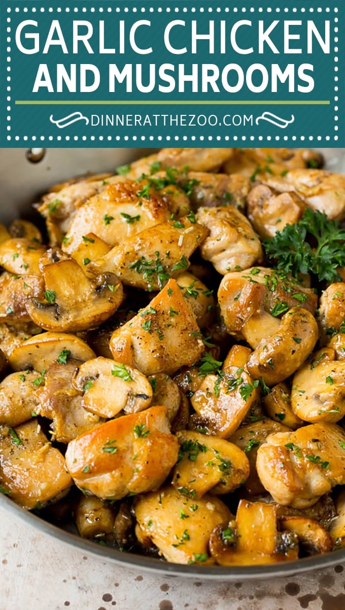 This garlic butter chicken recipe features seared chicken and sauteed mushrooms, all in a flavorful butter, garlic and herb sauce.