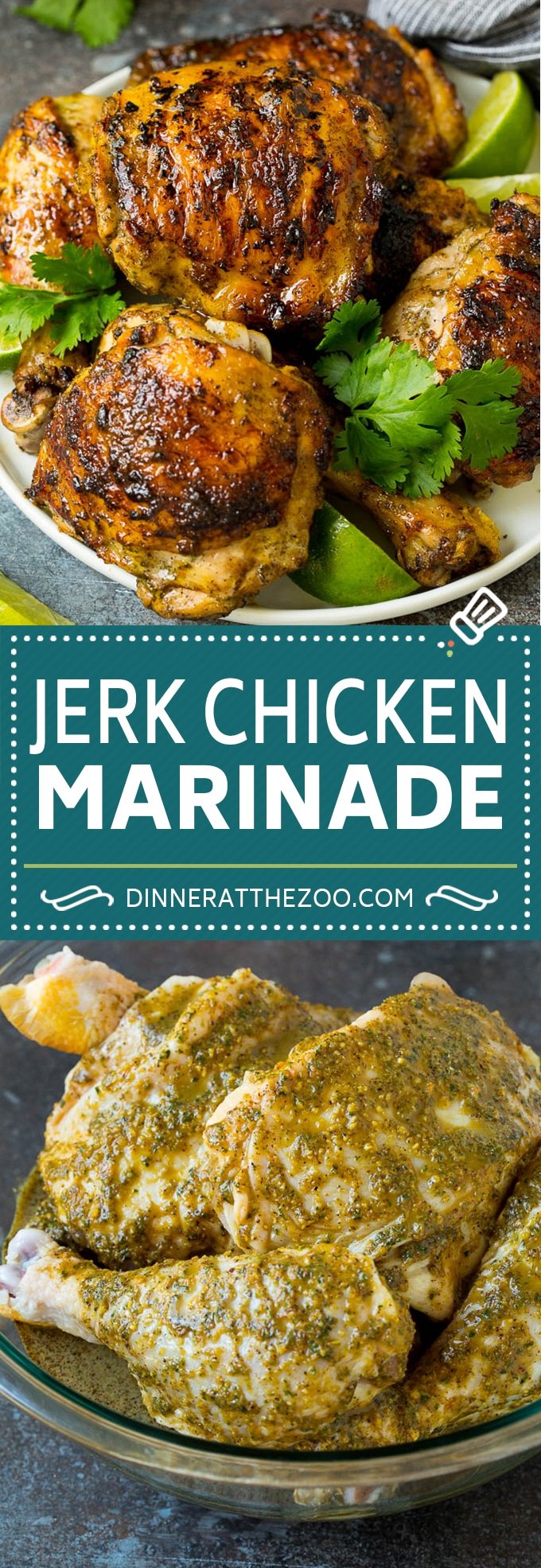 This jerk chicken marinade is a combination of olive oil, lime juice, fresh herbs, hot peppers and plenty of spices.