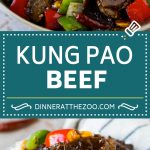 This kung pao beef is a combination of thinly sliced steak, bell peppers, onions and roasted peanuts, all in a savory and spicy sauce.