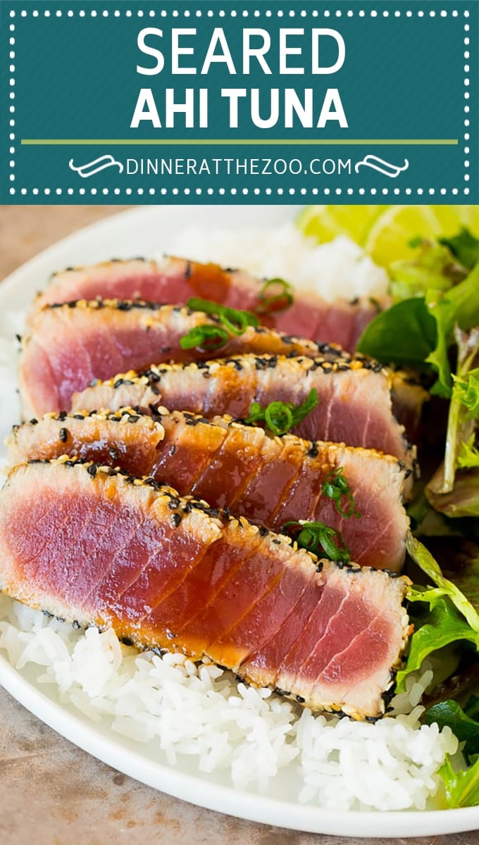 This seared ahi tuna recipe is sashimi grade fish coated in sesame seeds, then briefly cooked to tender and flavorful perfection.