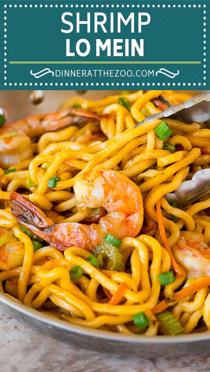 This shrimp lo mein is succulent shrimp with vegetables and egg noodles, all tossed together in a savory sauce.