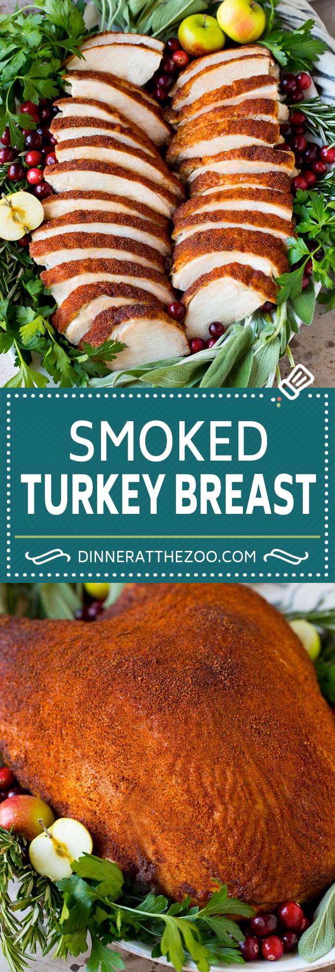 This smoked turkey breast is soaked in brine, then coated in homemade spice rub and cooked on a smoker until it is tender and juicy.