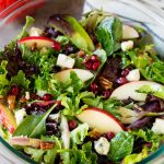 Thankgiving salad with mixed greens, apples, blue cheese and pecans.