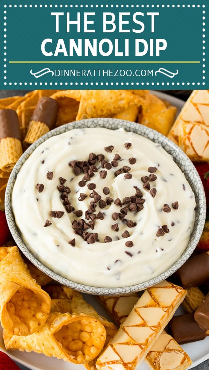 This cannoli dip is a blend of two types of sweet Italian cheeses, sugar and chocolate chips, all blended together to make a creamy dip that tastes just like the inside of a cannoli.