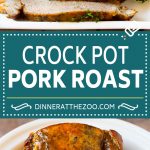 This crock pot pork roast is tender pork loin simmered in a slow cooker in a rich and flavorful gravy.