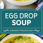 This easy egg drop soup is a simple dish made with beaten eggs, green onions, ginger and corn, all in a complex and savory broth.