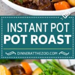 The best Instant Pot pot roast with beef, potatoes, carrots, herbs and spices, all cooked in the pressure cooker.