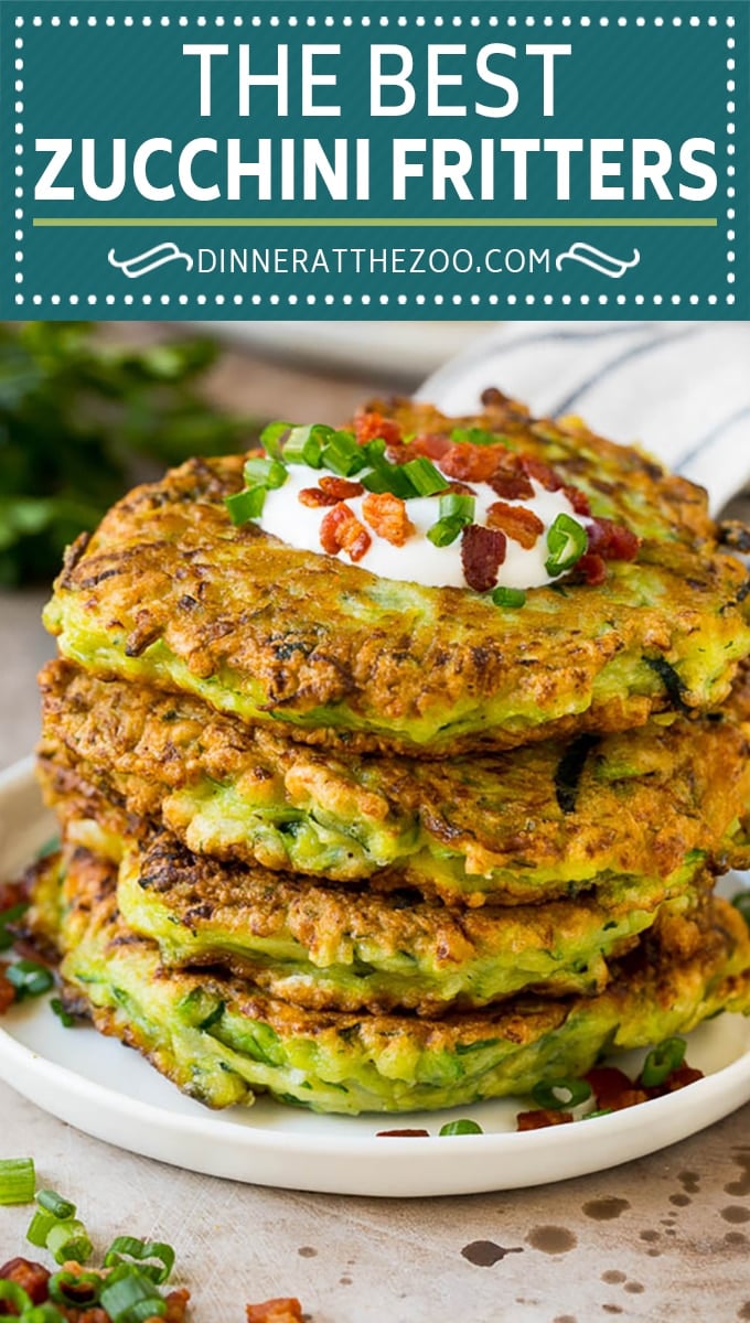 These zucchini fritters are crispy patties filled with shredded squash and flavored with garlic and herbs.