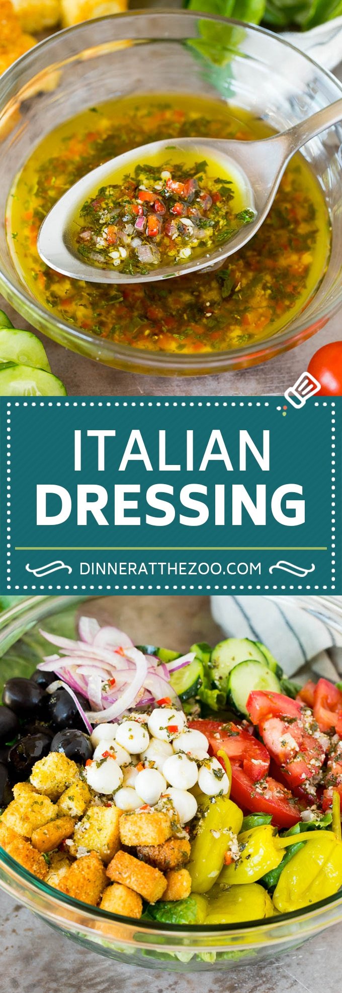 This homemade Italian dressing is a combination of olive oil, vinegar, herbs and spices, all blended together.