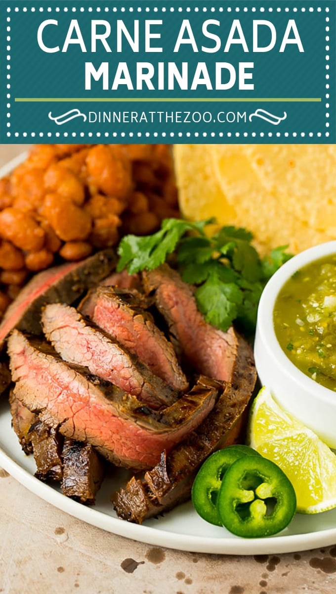 This carne asada marinade is a zesty blend of citrus, olive oil, fresh herbs and jalapeno, all combined to add plenty of flavor to steak.