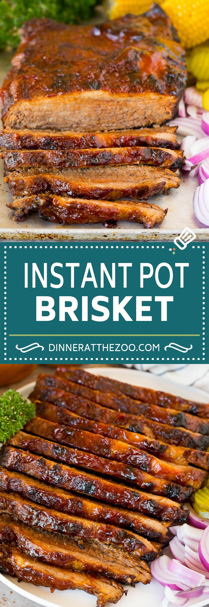 This Instant Pot brisket is beef coated in a homemade spice rub, then pressure cooked with BBQ sauce until perfectly tender.