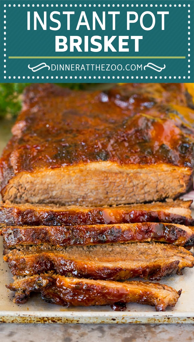 This Instant Pot brisket is beef coated in a homemade spice rub, then pressure cooked with BBQ sauce until perfectly tender.