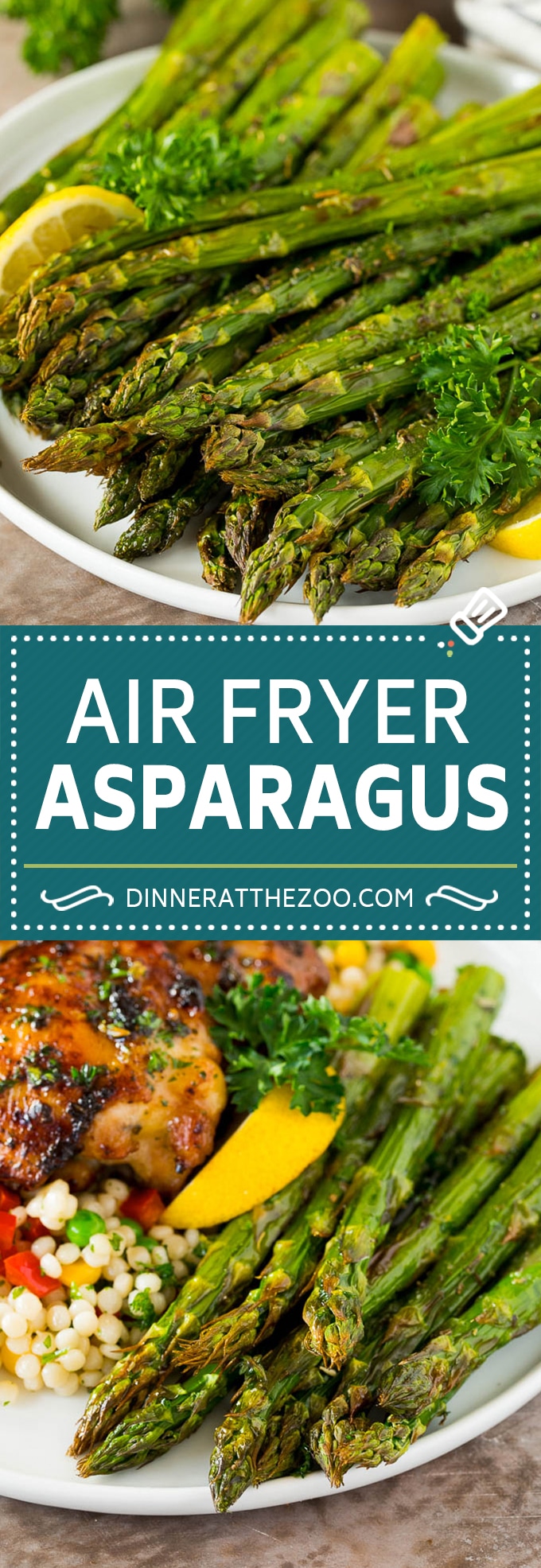 This air fryer asparagus is tender stalks of asparagus coated in olive oil, garlic and an assortment of herbs and seasonings.