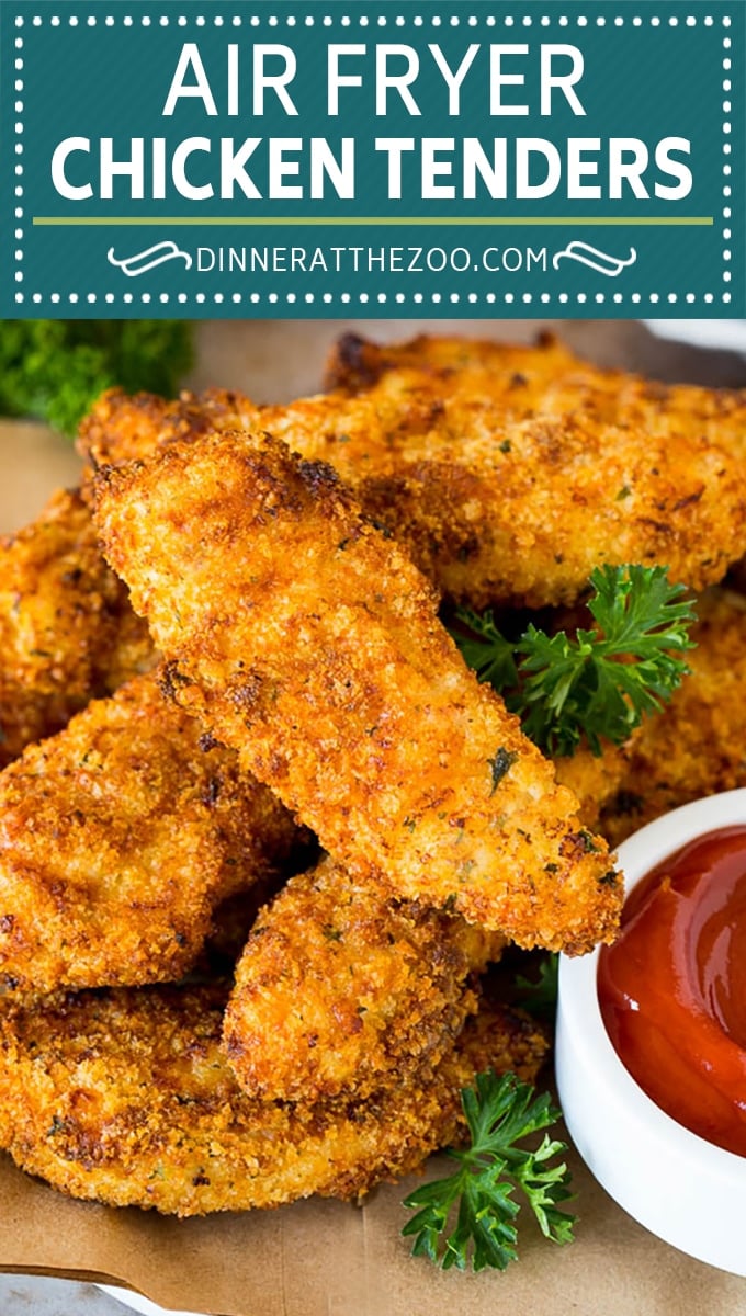 These air fryer chicken tenders are fresh chicken tenderloins coated in breadcrumbs, spices and parmesan cheese, then air fried until golden brown.